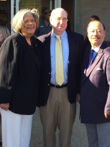 Rep. Holley, Art Pope, and Councilman Weeks at the April 1 Save-A-Lot grand opening